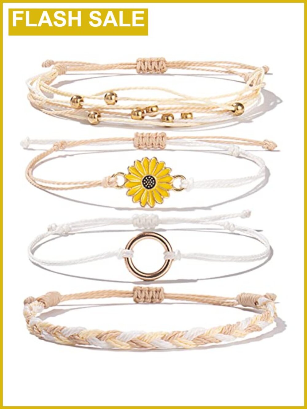Stackable Sunflower Bracelets Boho Beach Summer Jewelry Set Waterproof
